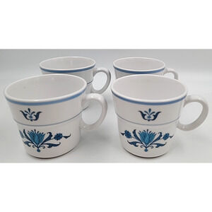 Noritake 9004 Blue Haven Floral Flat Cup Coffee Mug 1966-1979 Japan Lot of 4